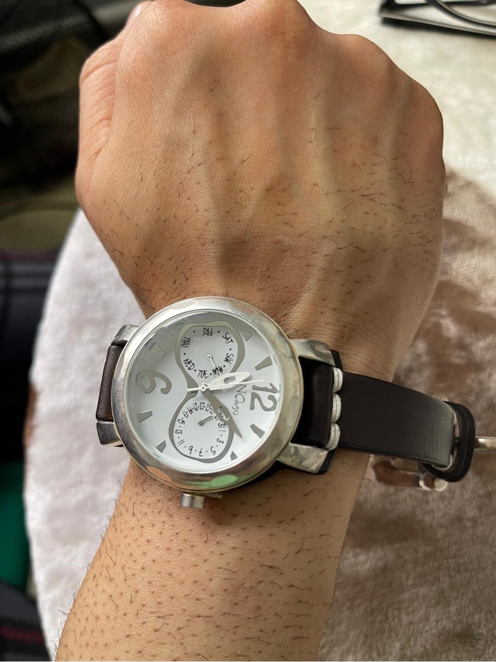 UNOde50 Men's Silver Plated Quartz Watch - Brown Leather